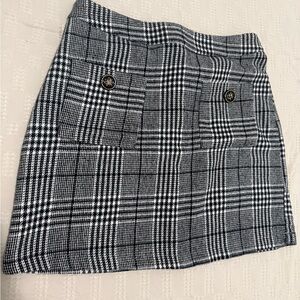 SHEIN Black and White Plaid Mini Skirt